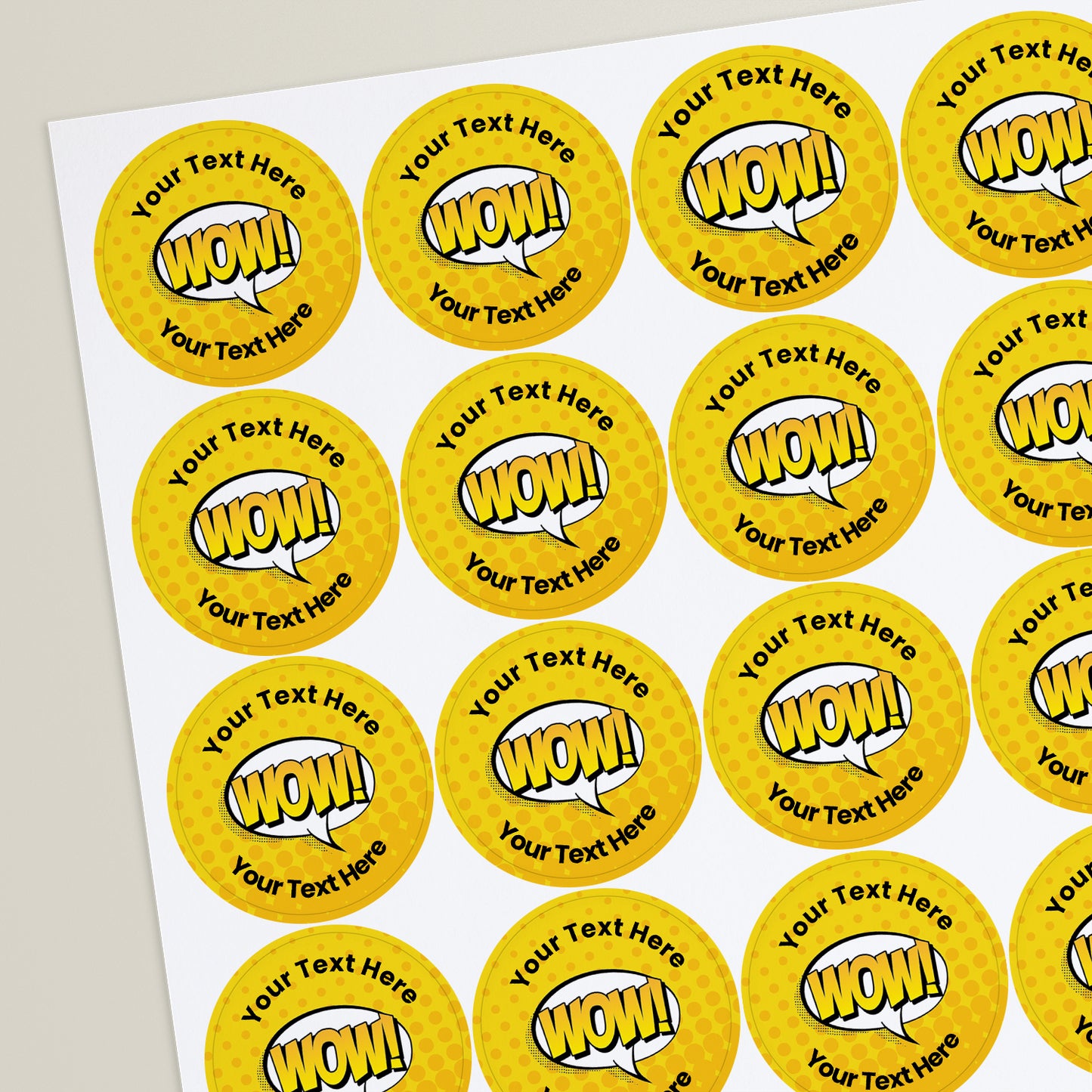 35 Personalised Wow Stickers - 37mm