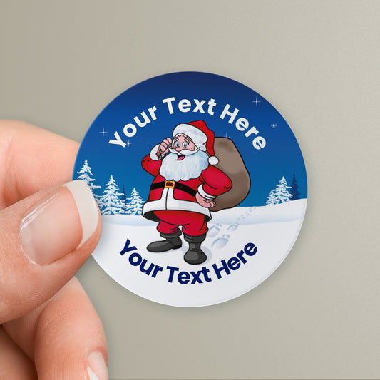 35 Personalised Father Christmas Stickers - 37mm