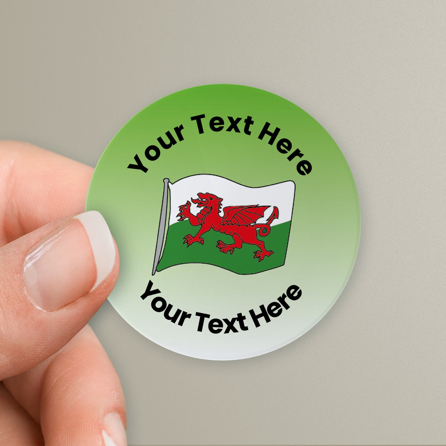 35 Personalised Welsh Flag Stickers - 37mm