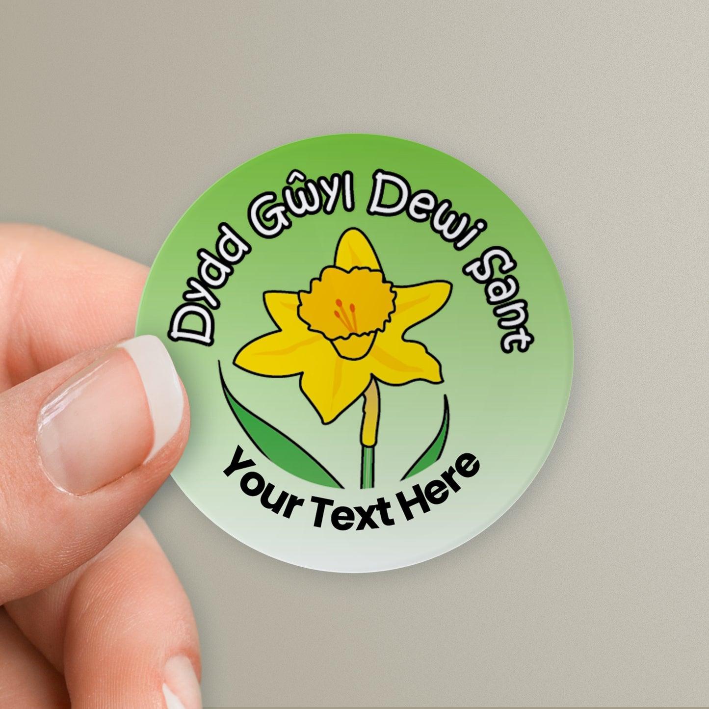 35 Personalised St David's Day Daffodil Stickers - 37mm