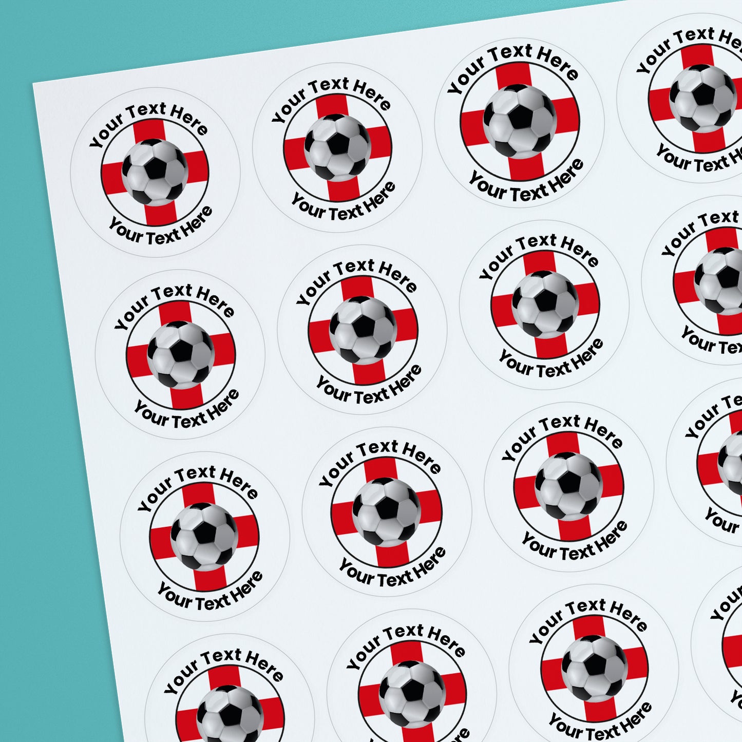 35 Personalised England Football Stickers - 37mm