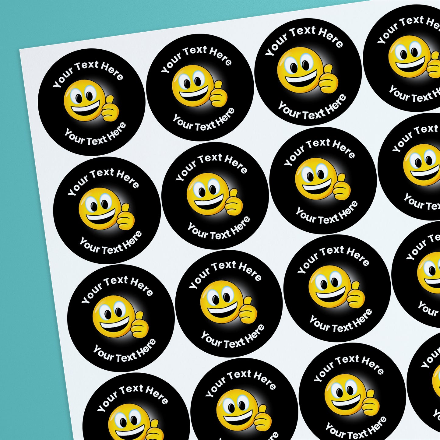35 Personalised Thumbs Up Emoji Stickers - 37mm