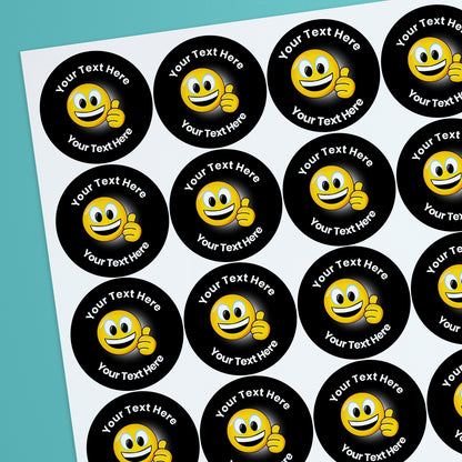 35 Personalised Thumbs Up Emoji Stickers - 37mm