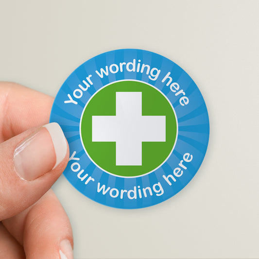 35 Personalised Healthcare Cross Stickers - 37mm