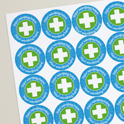 35 Personalised Healthcare Cross Stickers - 37mm