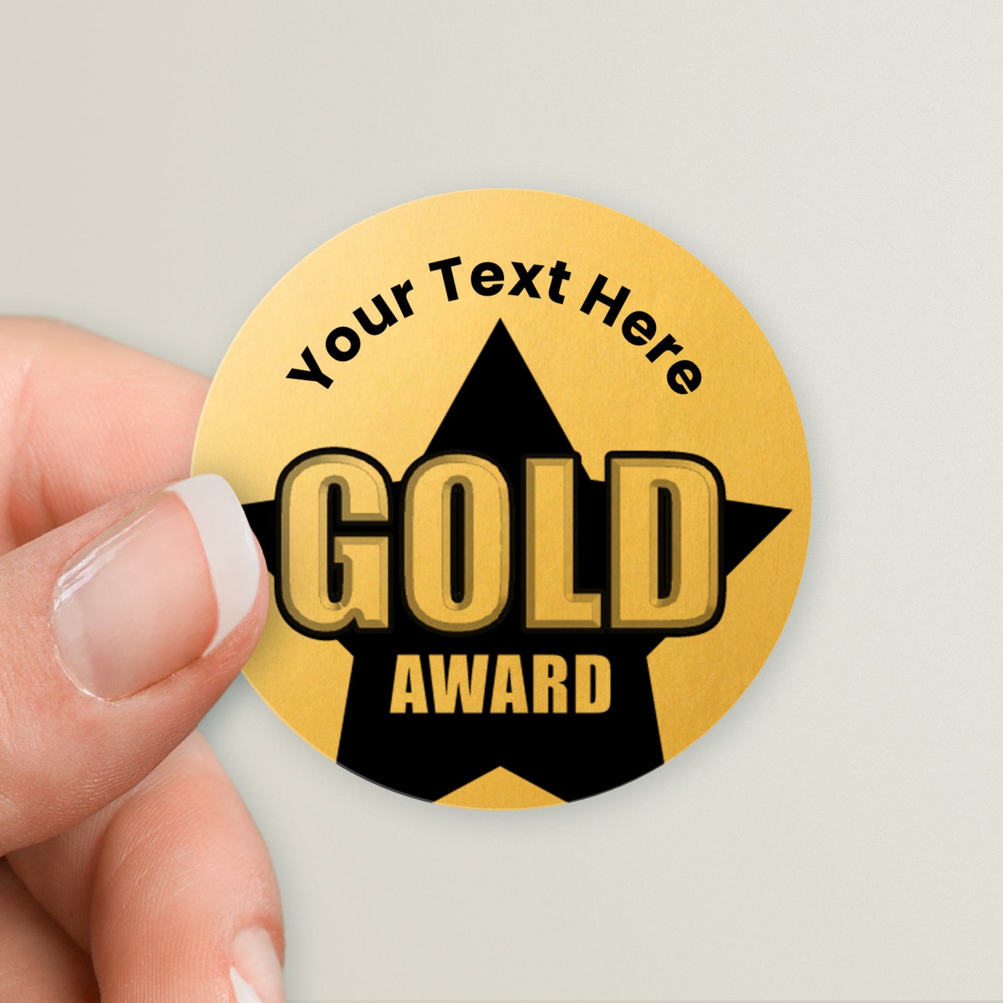 35 Personalised Metallic Gold Award Stickers - 37mm