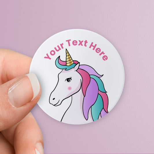 35 Personalised Unicorn Stickers - 37mm