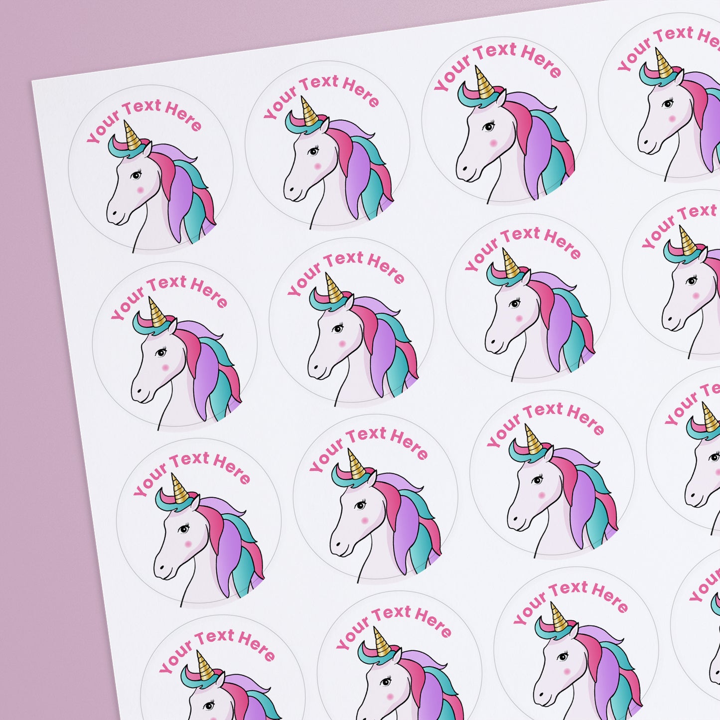 35 Personalised Unicorn Stickers - 37mm