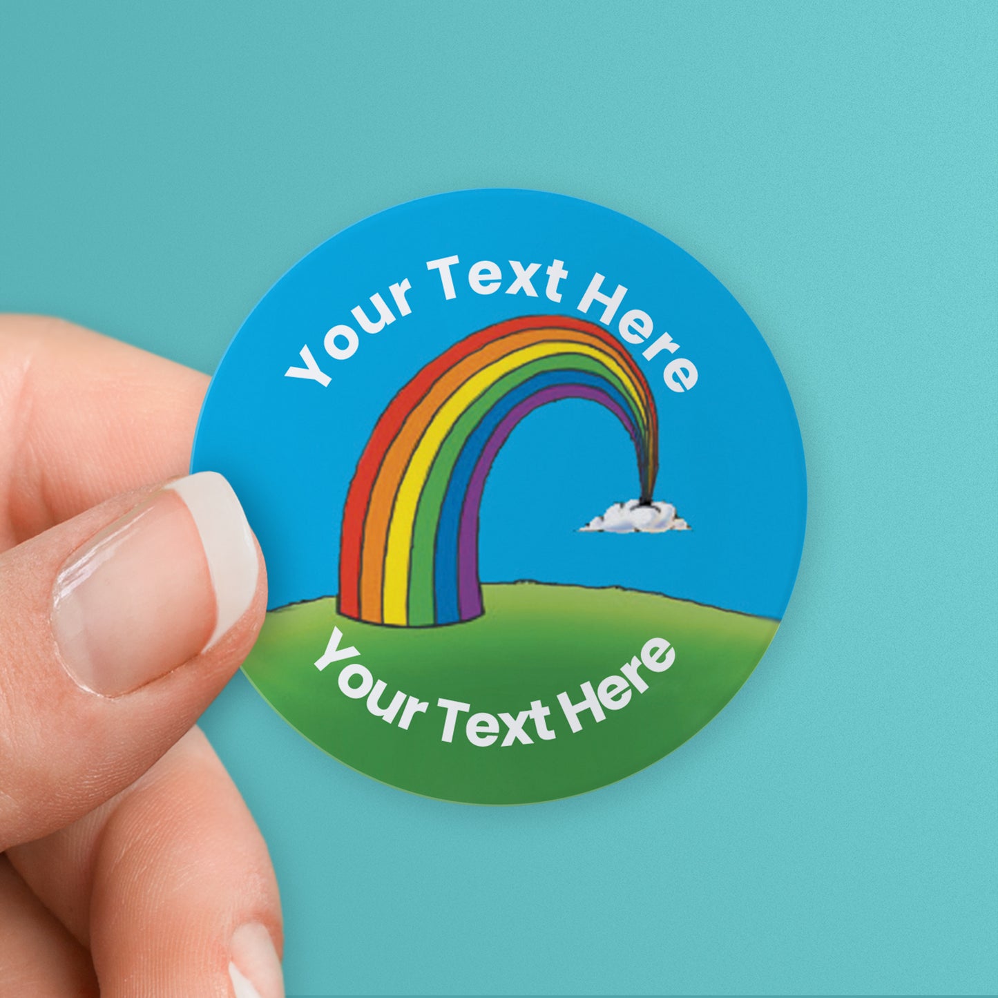 35 Personalised Rainbow Stickers - 37mm