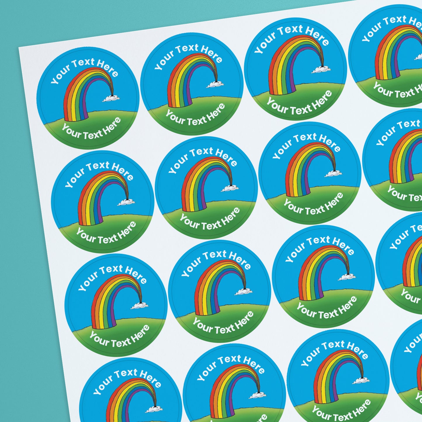 35 Personalised Rainbow Stickers - 37mm