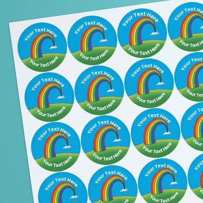 35 Personalised Rainbow Stickers - 37mm