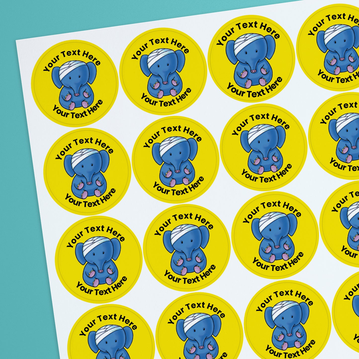 35 Personalised Accident Elephant Stickers - 37mm