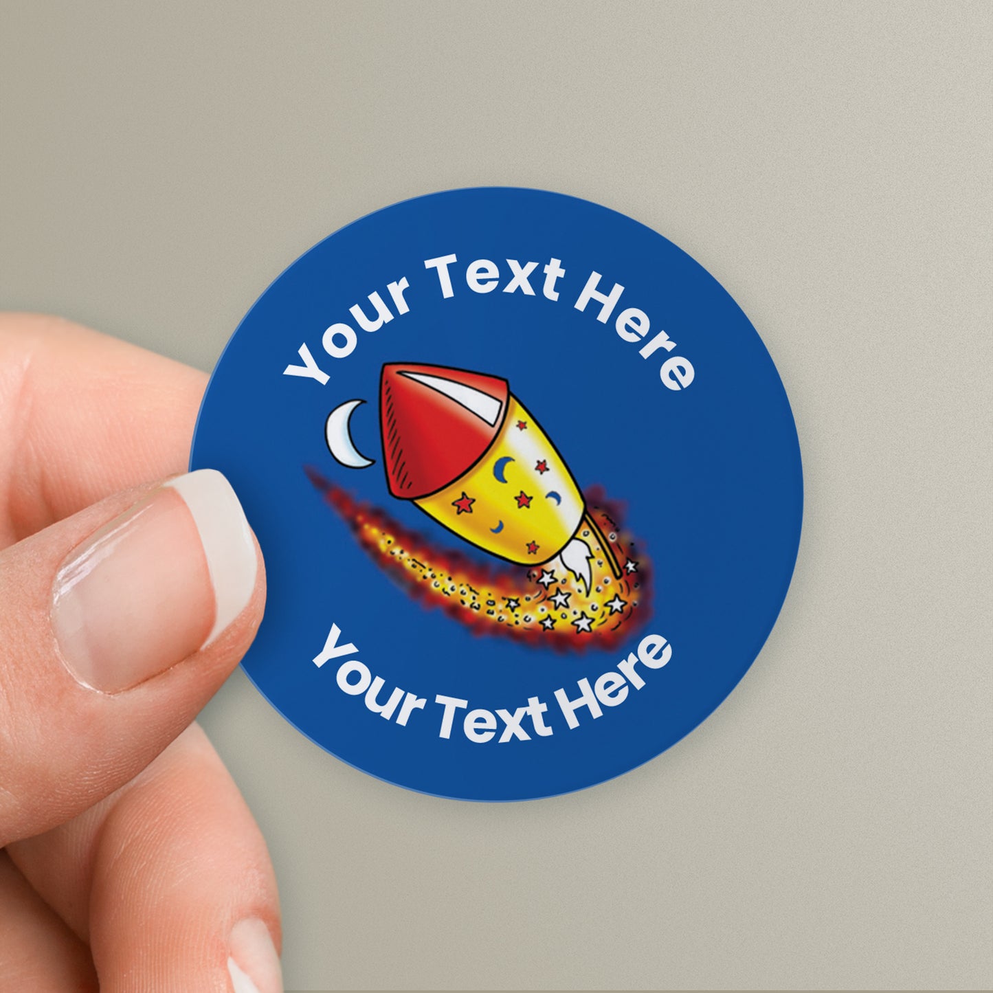 35 Personalised Rocket Stickers - 37mm