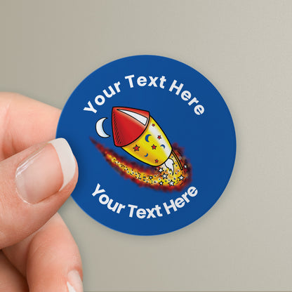 35 Personalised Rocket Stickers - 37mm