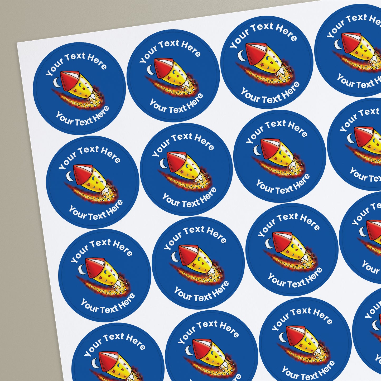 35 Personalised Rocket Stickers - 37mm