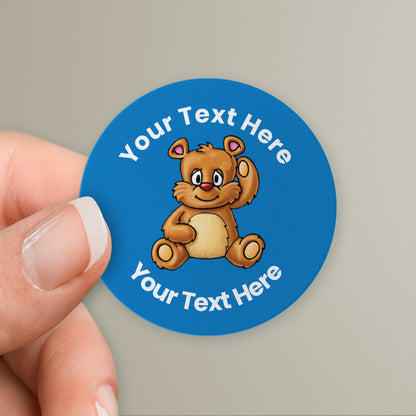 35 Personalised Teddy Bear Stickers - 37mm