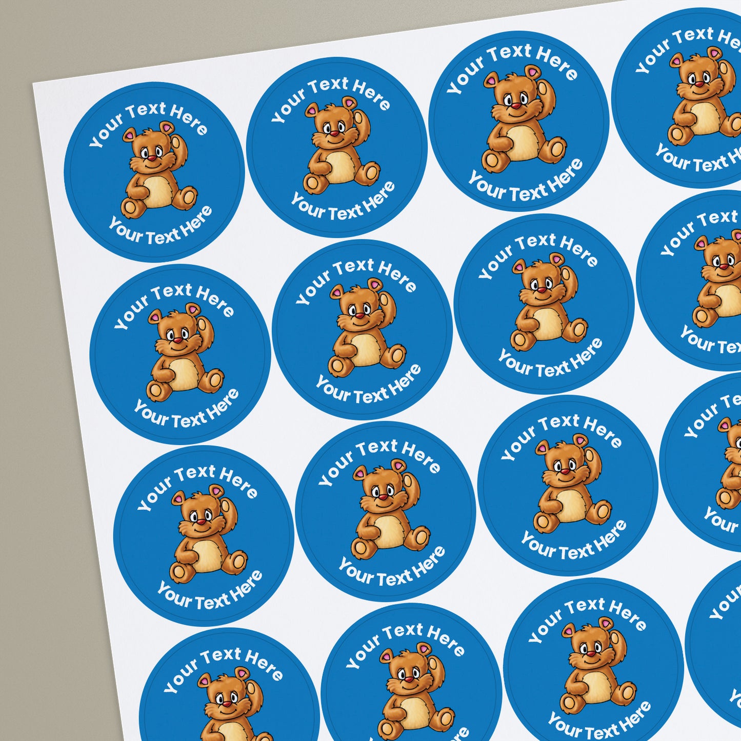 35 Personalised Teddy Bear Stickers - 37mm