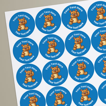 35 Personalised Teddy Bear Stickers - 37mm