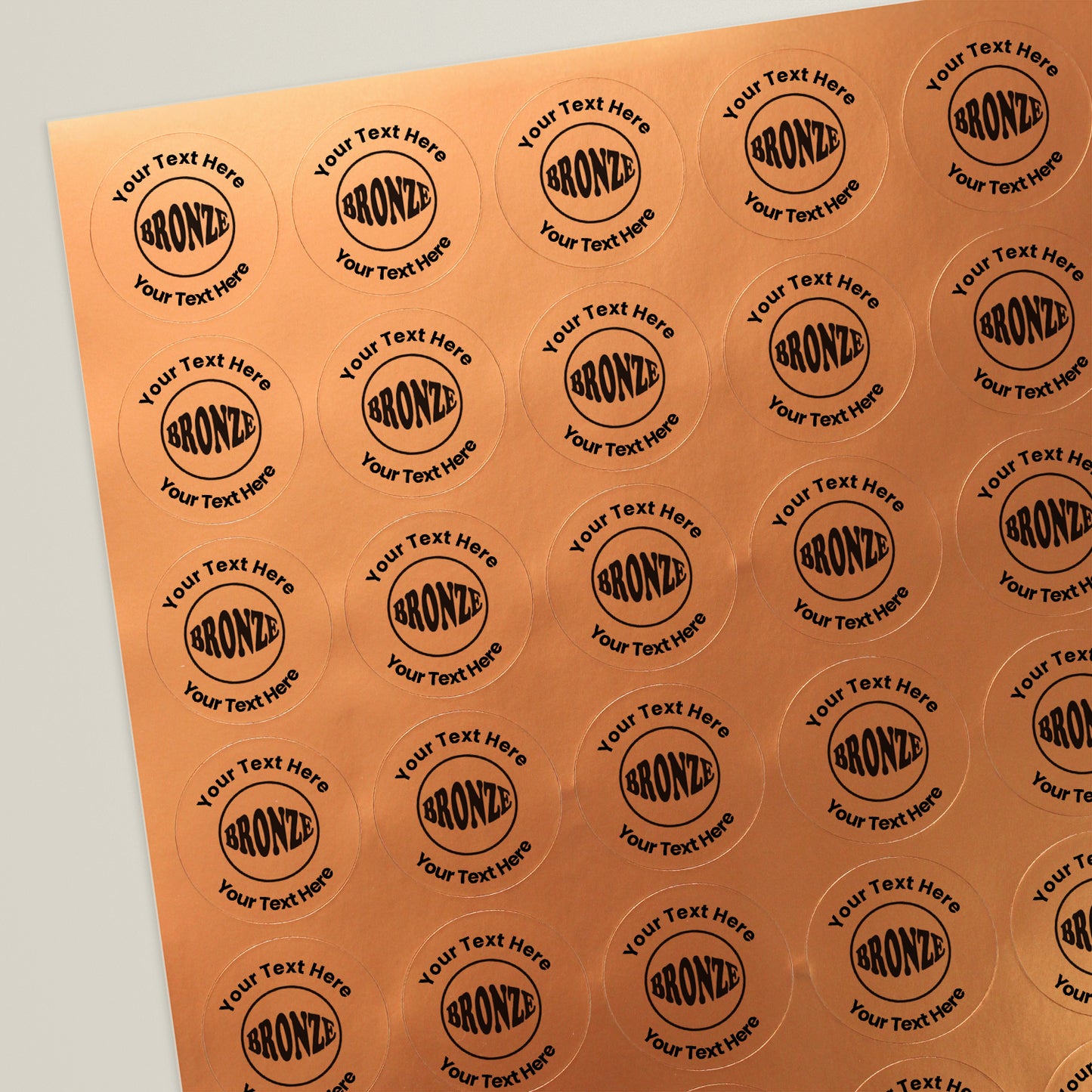 70 Personalised Metallic Bronze Stickers - 25mm