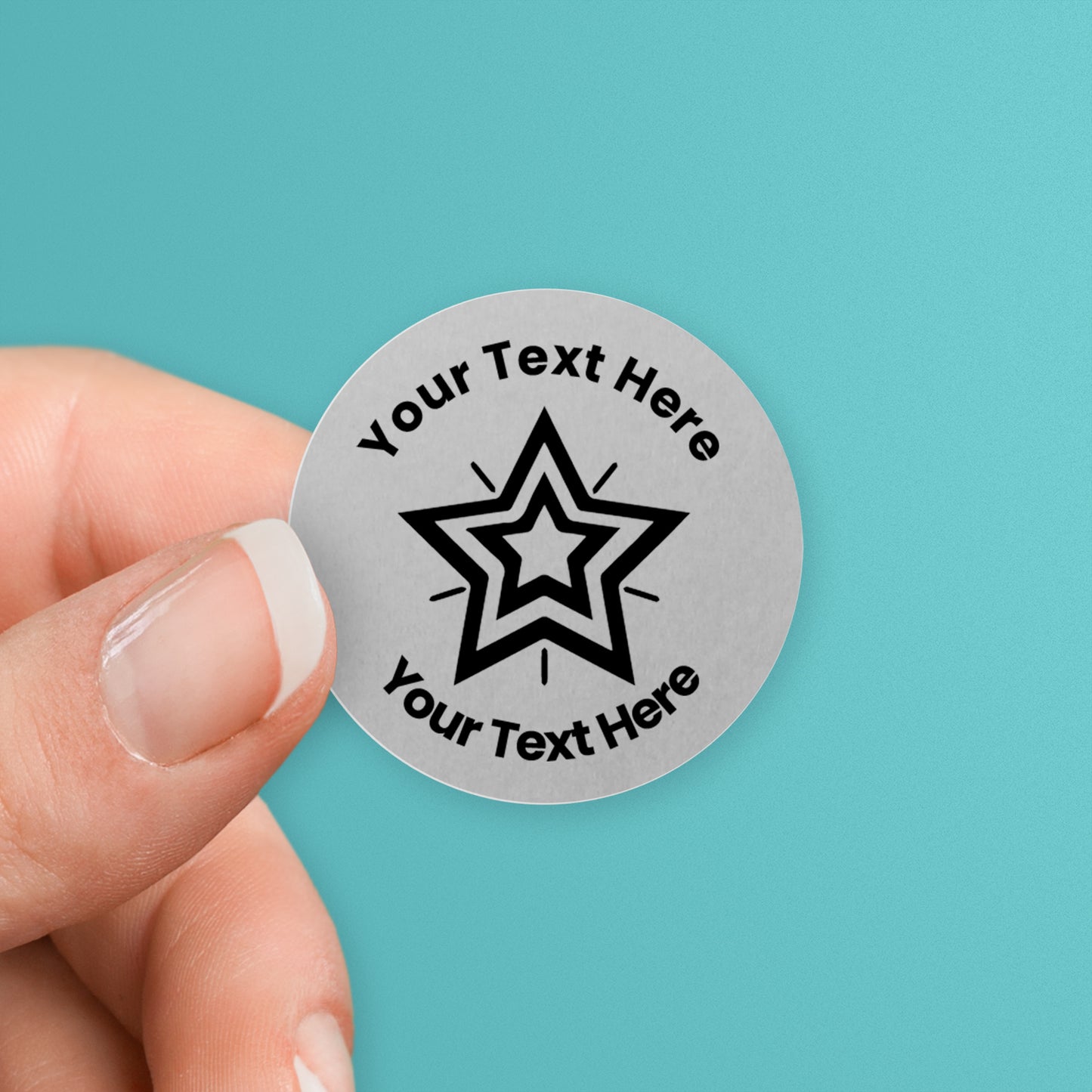 70 Personalised Metallic Silver Star Stickers - 25mm