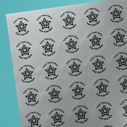 70 Personalised Metallic Silver Star Stickers - 25mm