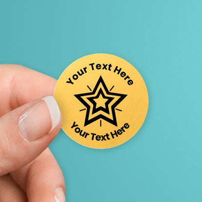 70 Personalised Metallic Gold Star Stickers - 25mm