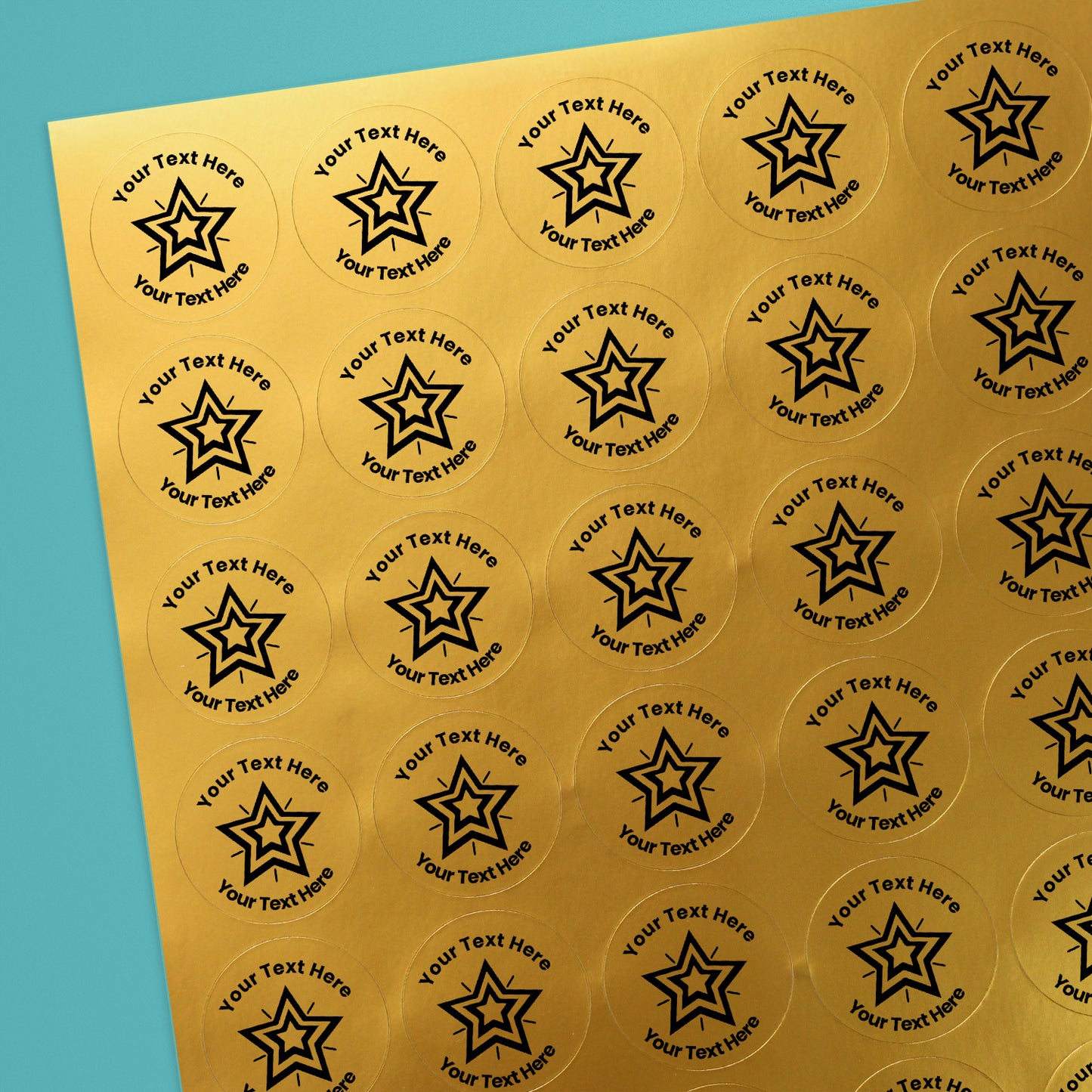 70 Personalised Metallic Gold Star Stickers - 25mm