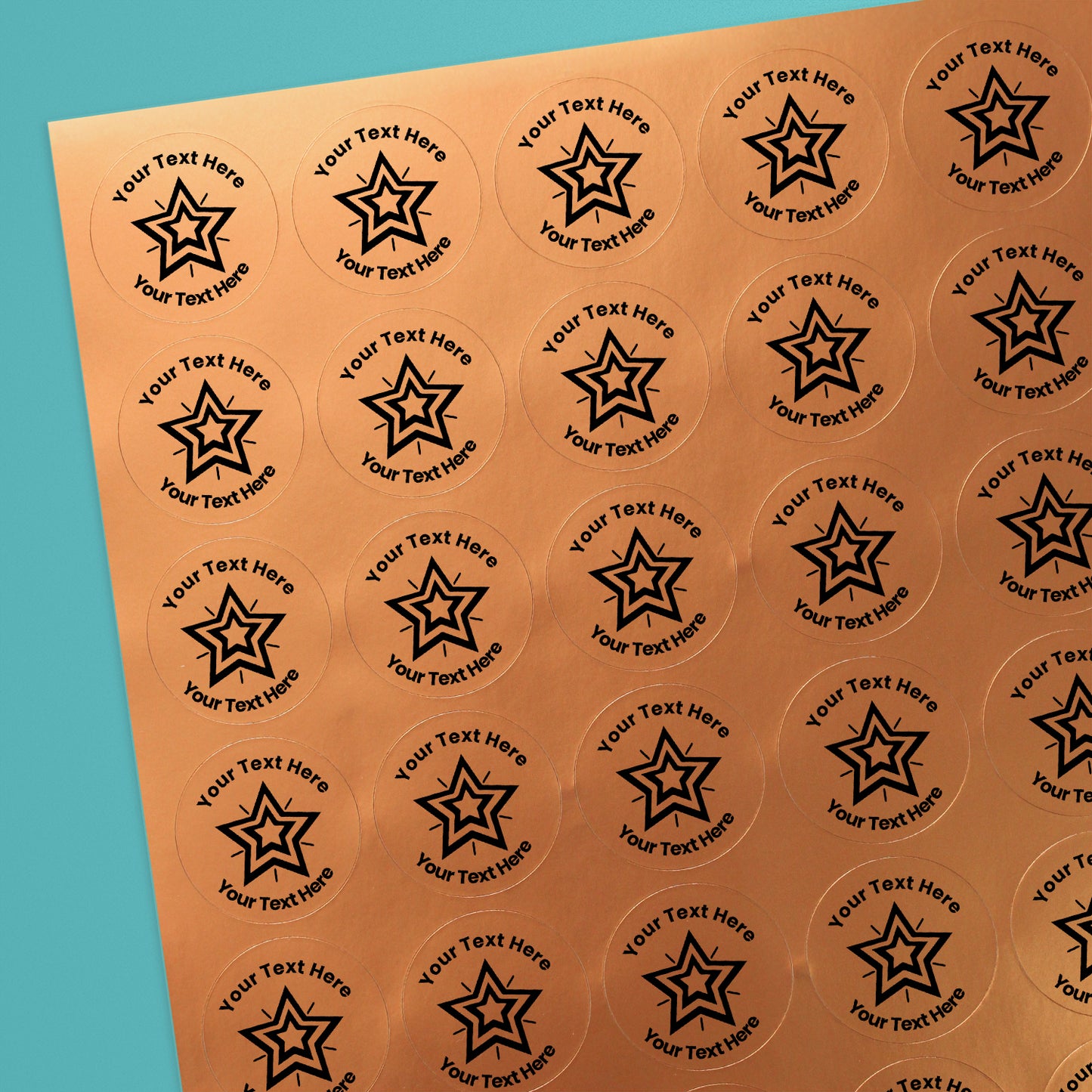 70 Personalised Metallic Bronze Star Stickers - 25mm