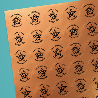 70 Personalised Metallic Bronze Star Stickers - 25mm
