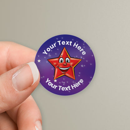 70 Personalised Red Star Stickers - 25mm