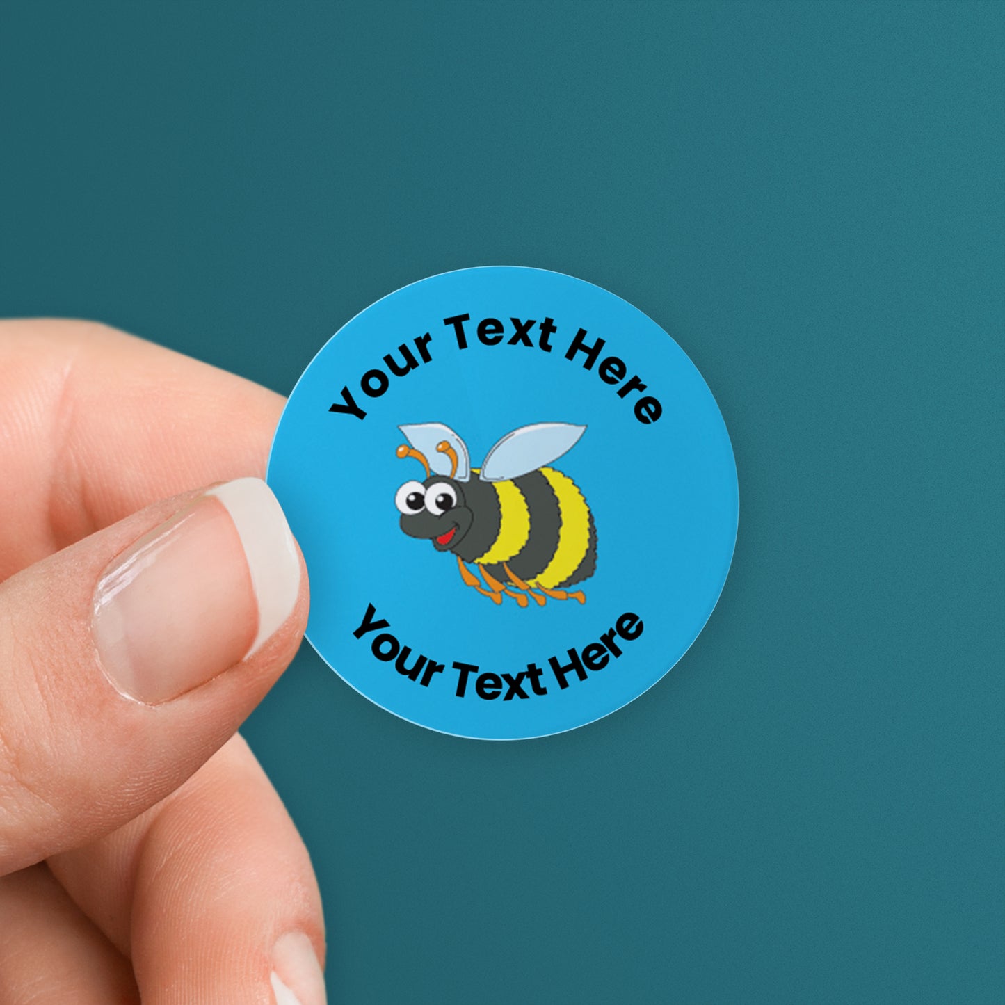70 Personalised Bee Stickers - 25mm