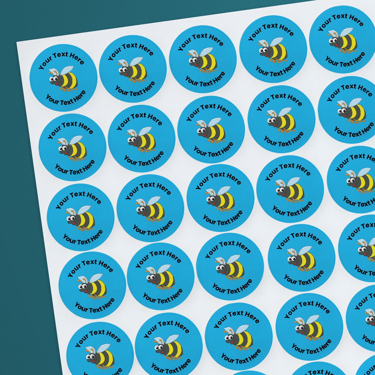 70 Personalised Bee Stickers - 25mm
