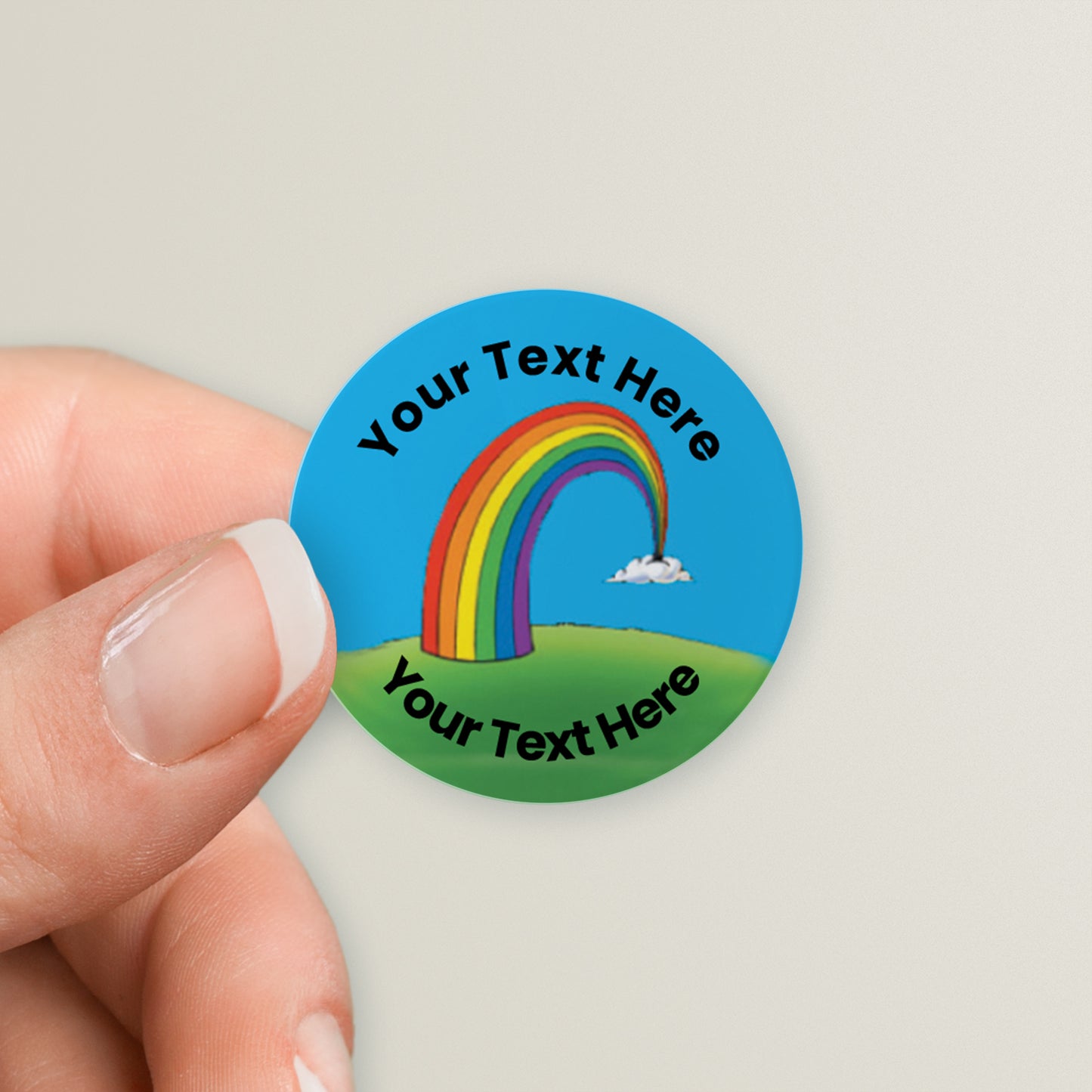 70 Personalised Rainbow Stickers - 25mm