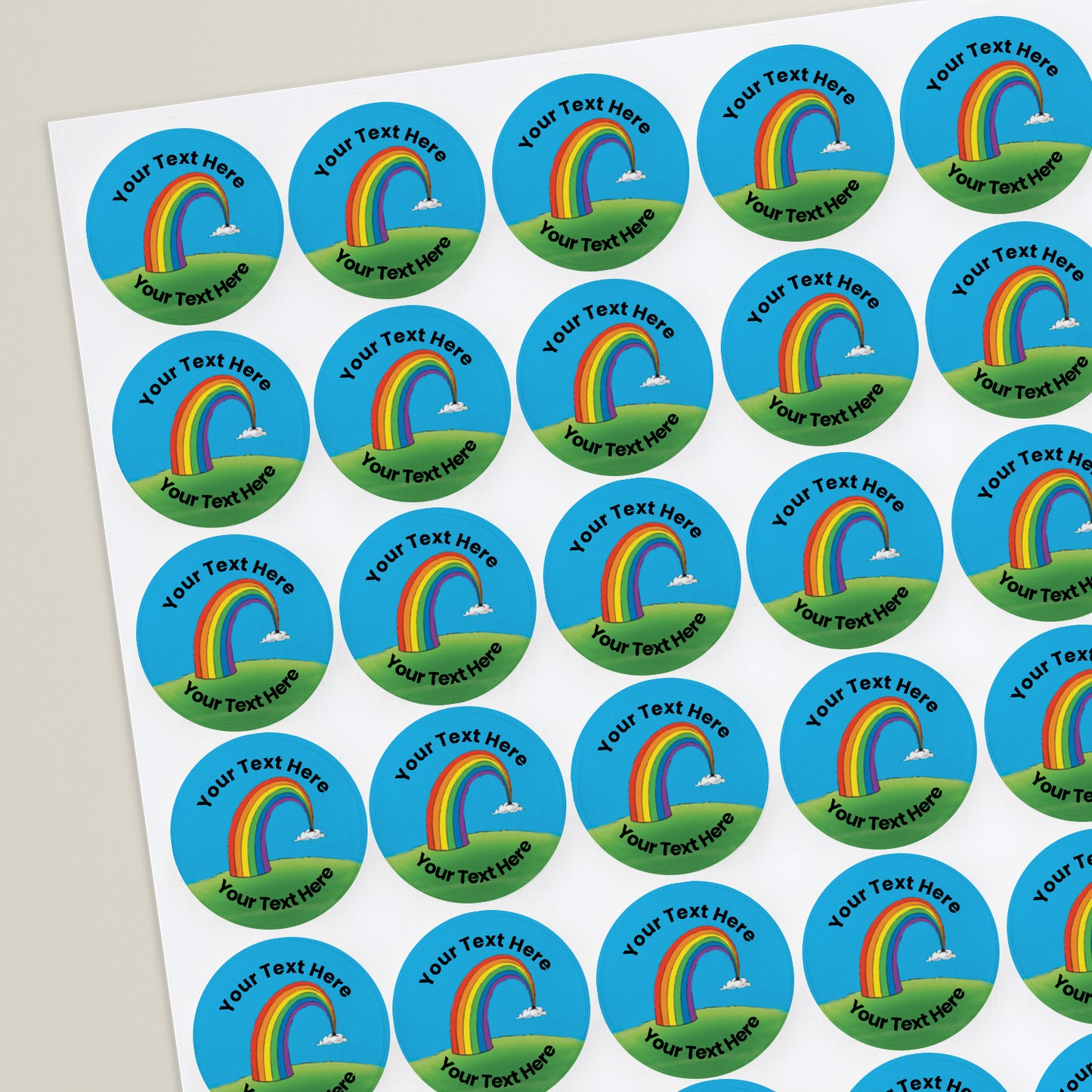 70 Personalised Rainbow Stickers - 25mm