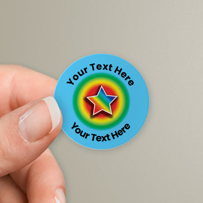 70 Personalised Star Rainbow Stickers - 25mm