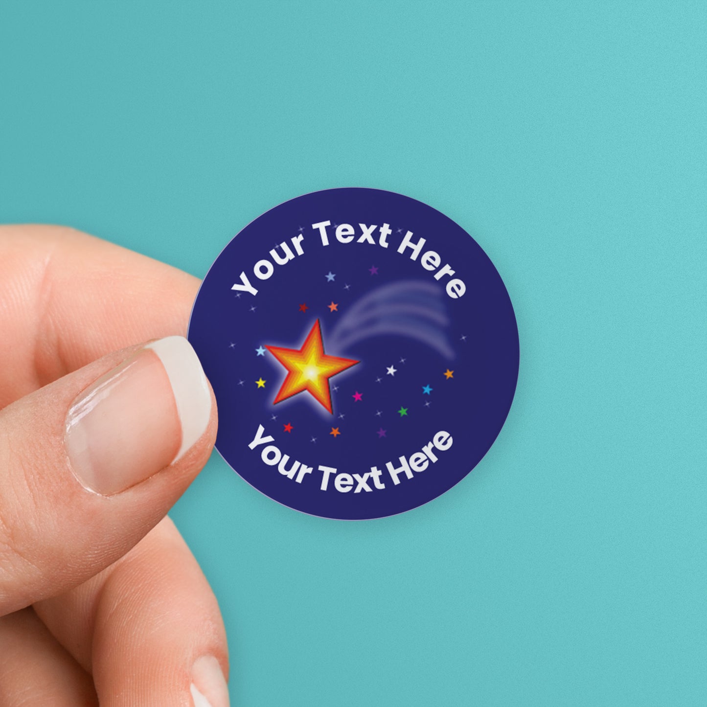 70 Personalised Shooting Star Stickers - 25mm
