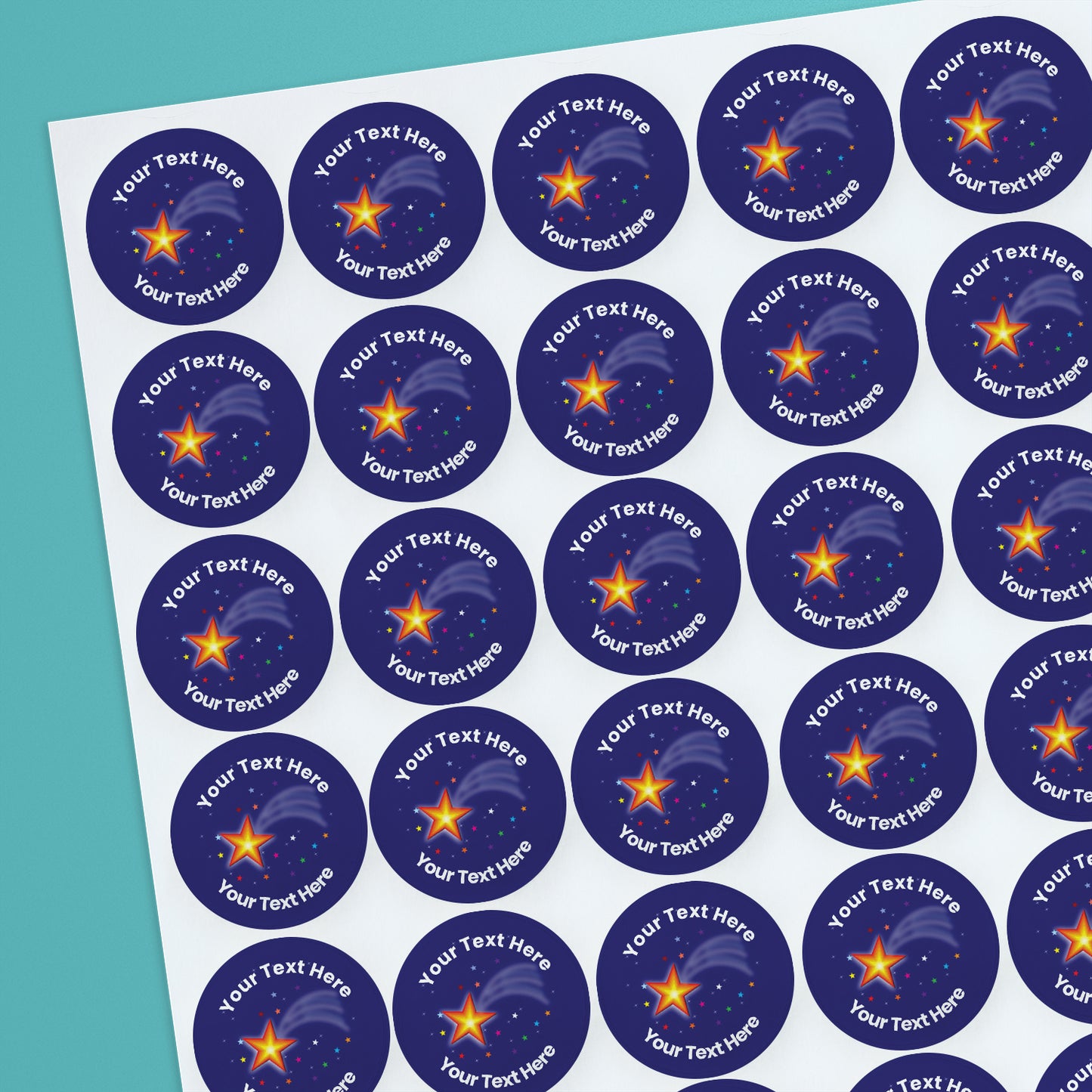 70 Personalised Shooting Star Stickers - 25mm