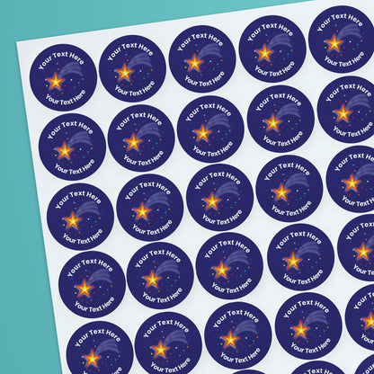 70 Personalised Shooting Star Stickers - 25mm