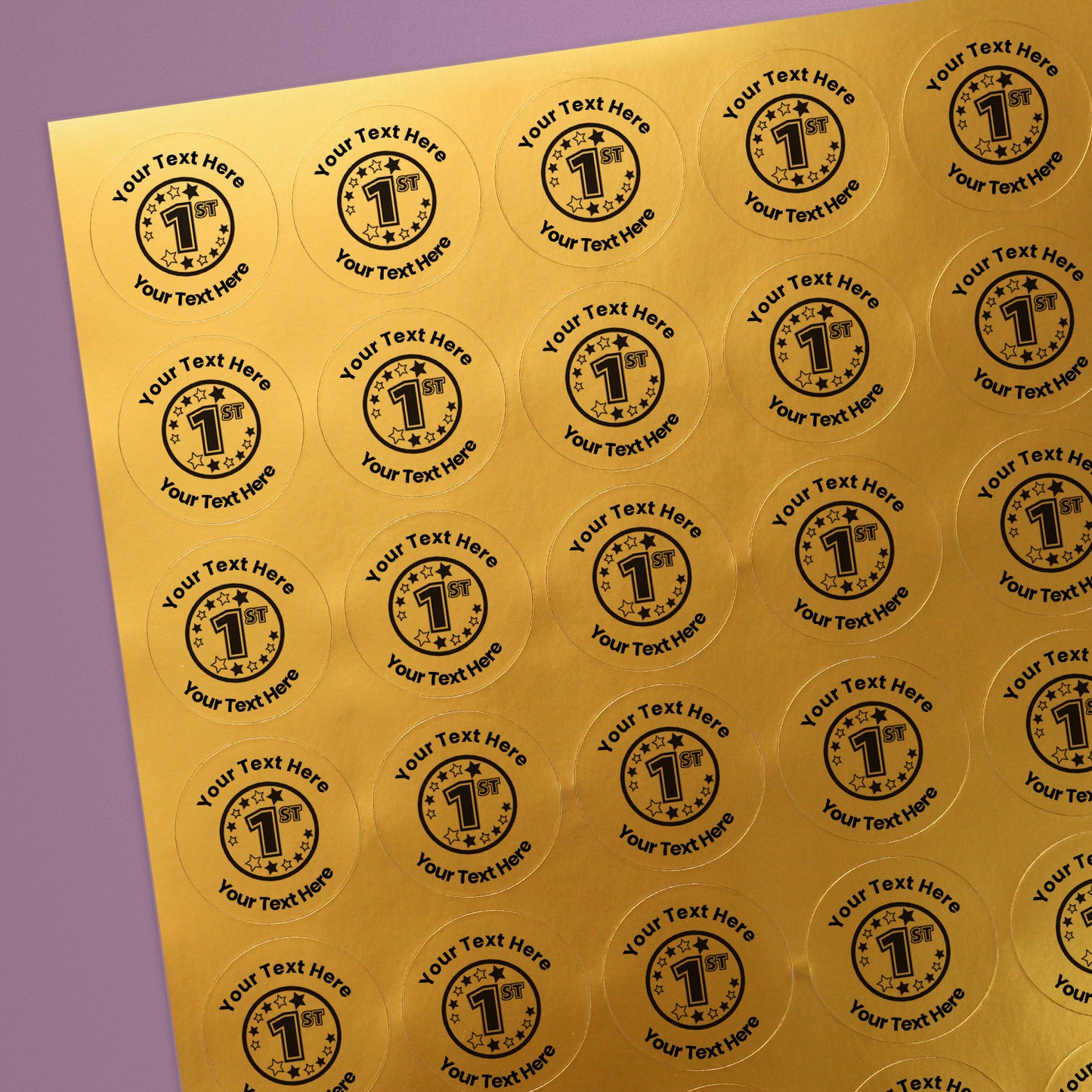 Personalised Metallic Gold 1st Stickers - 25mm