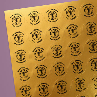 Personalised Metallic Gold 1st Stickers - 25mm