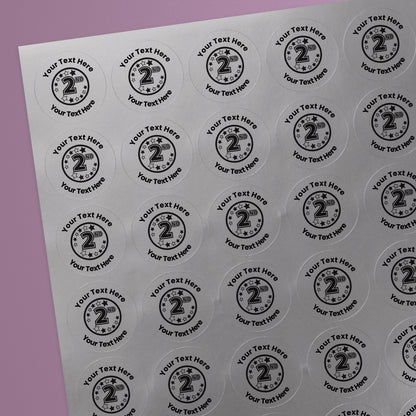 Personalised Metallic Silver 2nd Stickers - 25mm