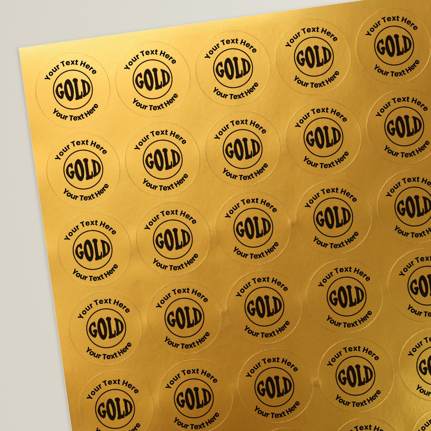 Personalised Metallic Gold Stickers - 25mm