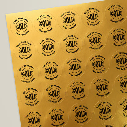 Personalised Metallic Gold Stickers - 25mm