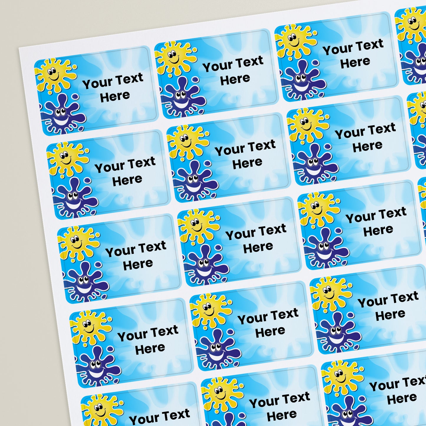 32 Personalised Splash Stickers - 46 x 30mm