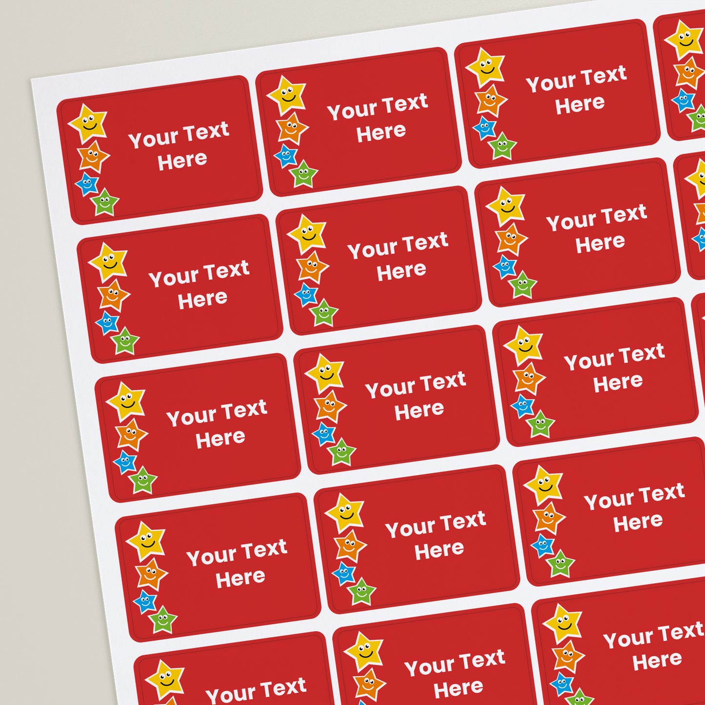 32 Personalised Star Stickers - 46 x 30mm