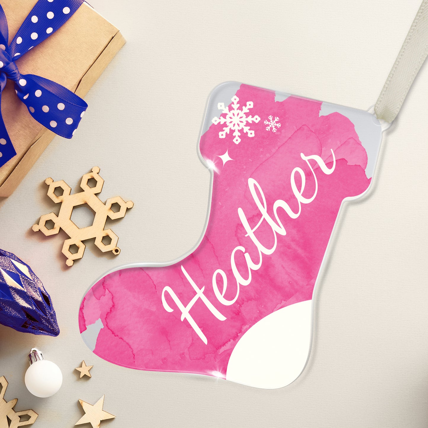 Personalised Christmas Name Tag Stocking Bauble - 87mm x 97mm