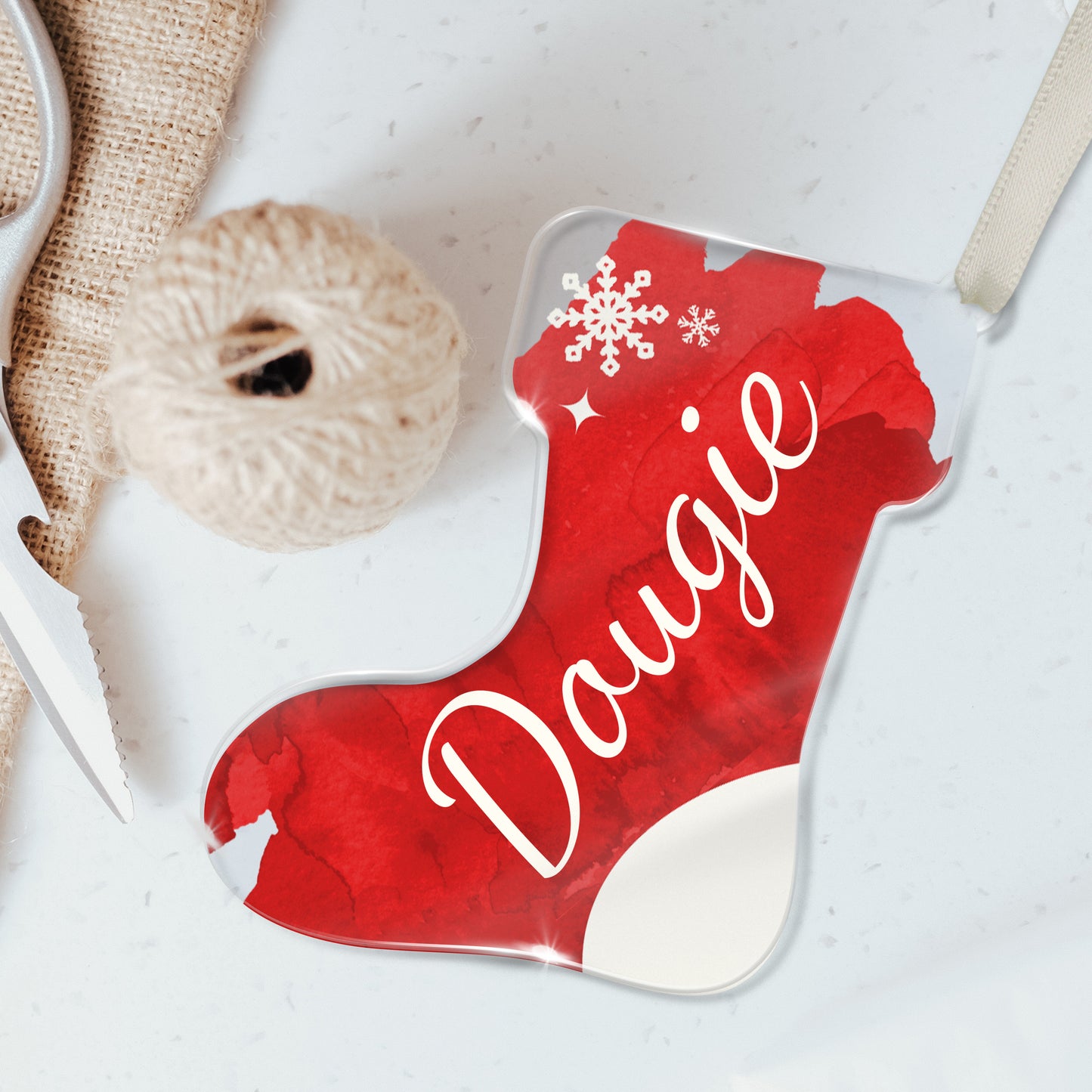 Personalised Christmas Name Tag Stocking Bauble - 87mm x 97mm