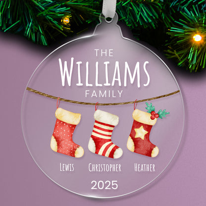 Personalised Family Stockings Christmas Bauble - 80mm