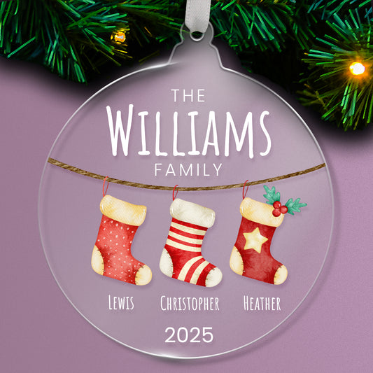 Personalised Family Stockings Christmas Bauble - 80mm