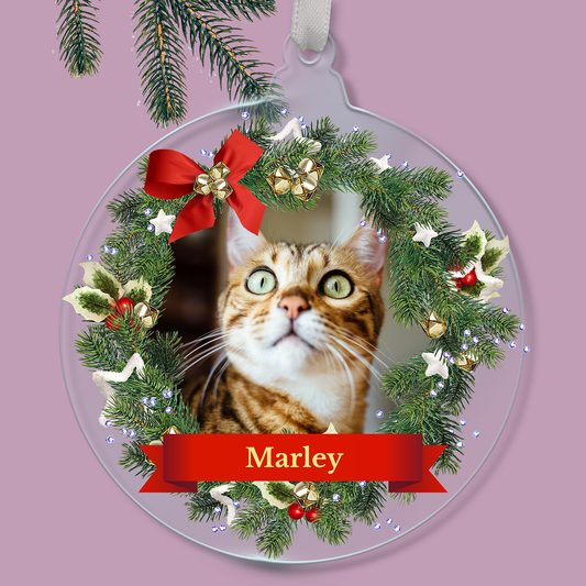 Personalised Photo Upload Christmas Wreath Bauble - 80mm